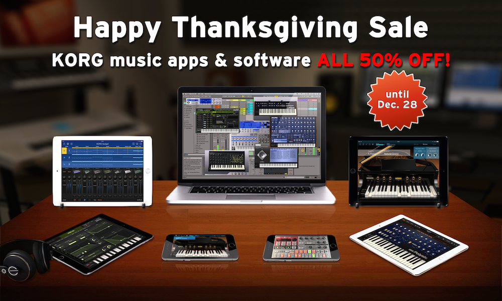 News | Happy Thanksgiving: 50% OFF on All KORG iOS music apps and plugins!  | KORG (Canada - EN)