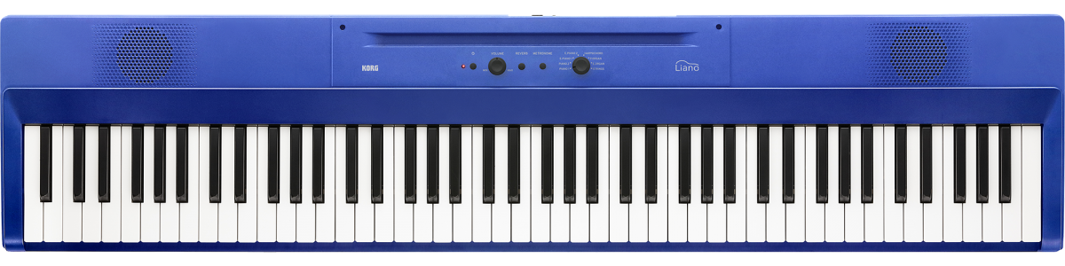 Thin (flat) blue piano keyboard.
