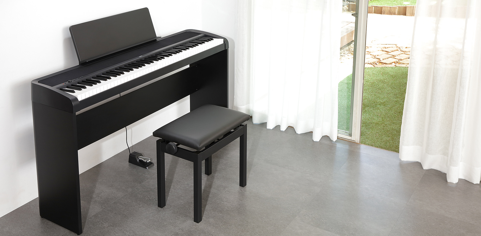 Pack Korg B2 blanc - Piano numérique 88 touches + Stand en X + banquette